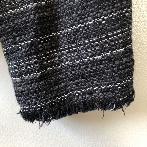 Adrienne Vittadini Open Front Knit Blazer Womens Large Tweed Fringe Trim Jacket - Picture 5 of 12